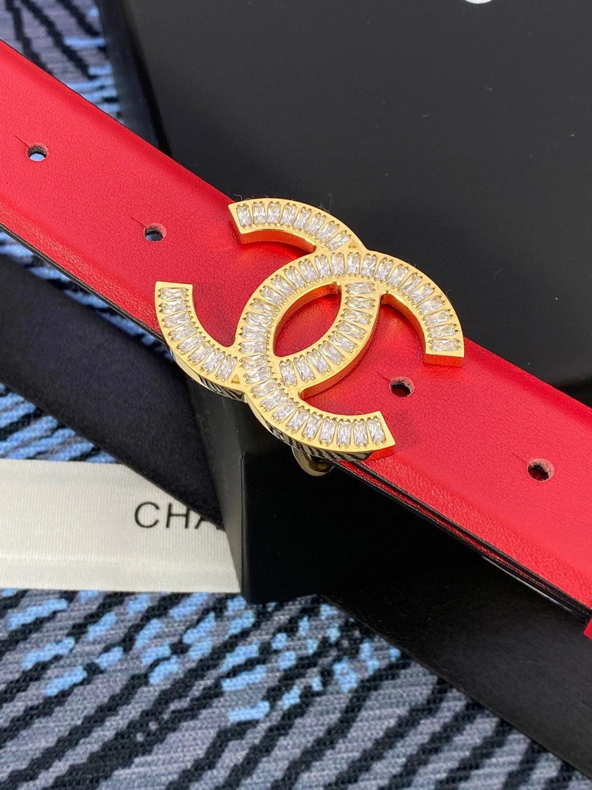 CC Women's Belt 3.0CM Red Cowhide 615099