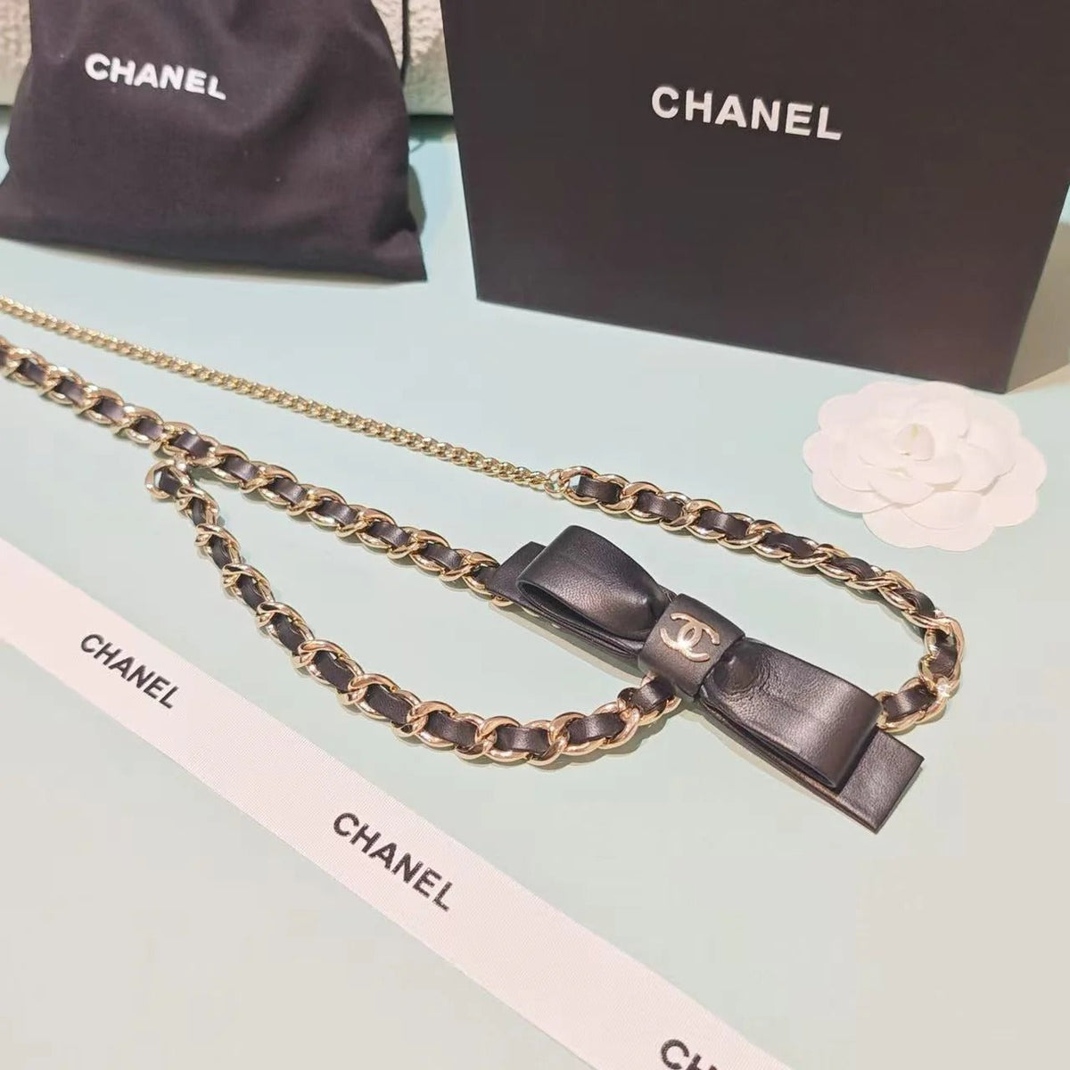 Chanel 2025 Chain Belt Black mix Gold Metal Calfskin