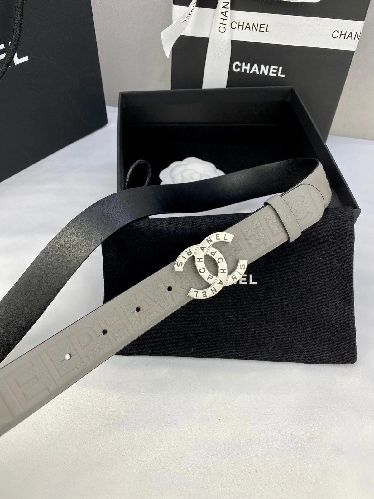 CC Women's Belt 3.0CM Charcoal Grey Cowhide 586500